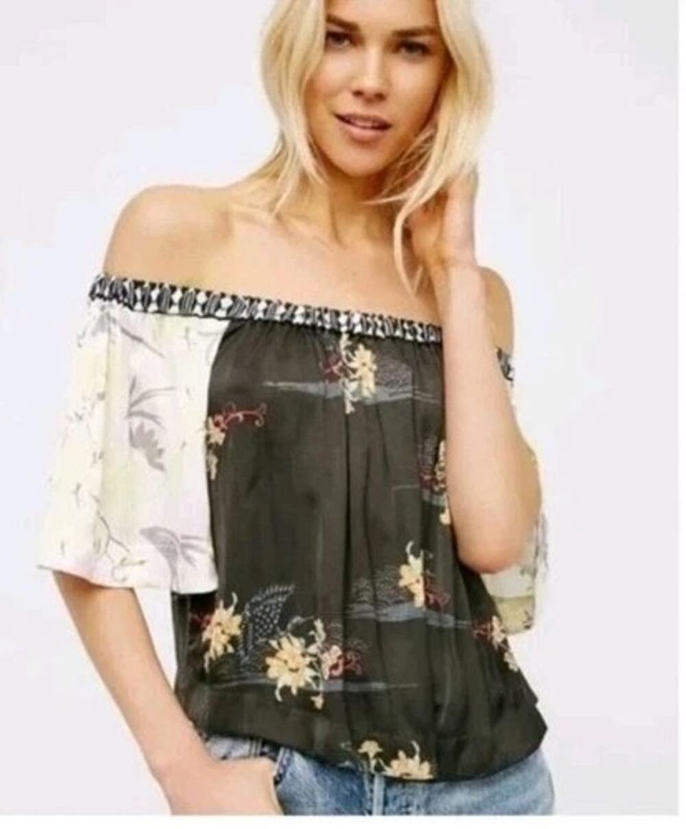 NWT Free People Rockin Rochelle Top Boho Flowy Asian Inspired Womens Medium